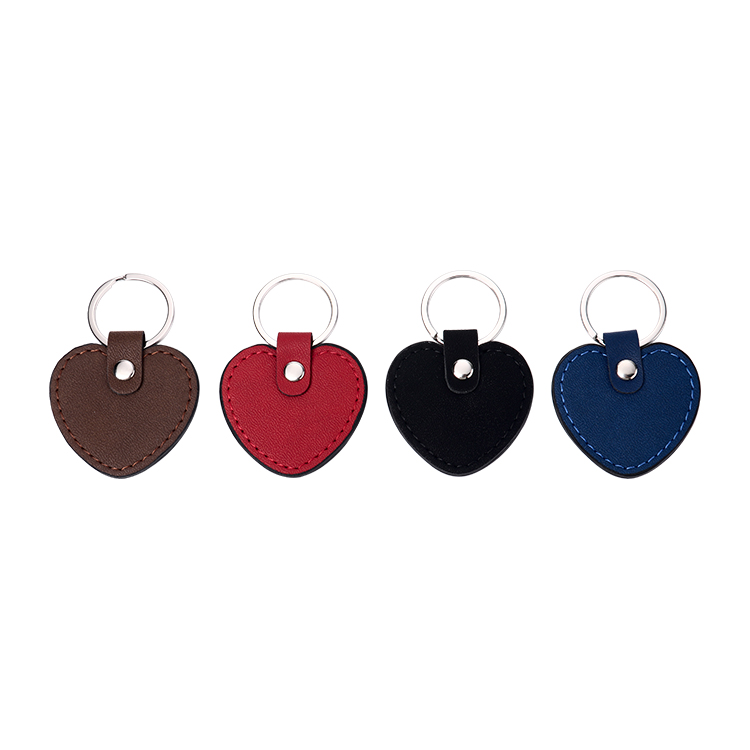 Laser Engraving Blank  Heart Shape Leather keychains-black