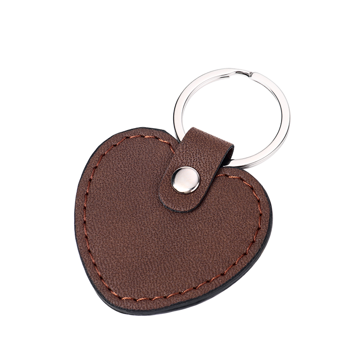 Laser Engraving Blank  Heart Shape Leather keychains-brown
