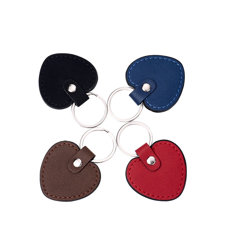 Laser Engraving Blank  Heart Shape Leather keychains-brown