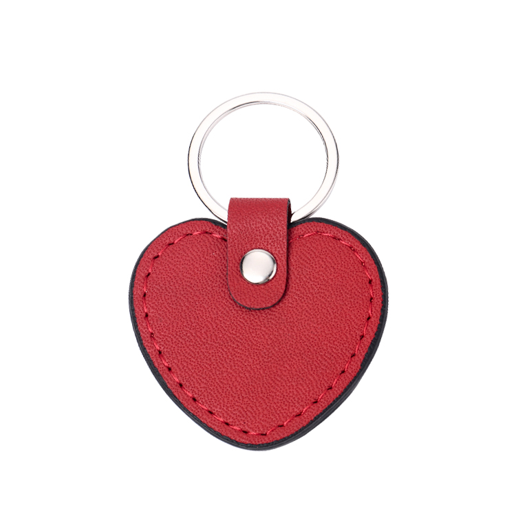 Laser Engraving Blank  Heart Shape Leather keychains-red