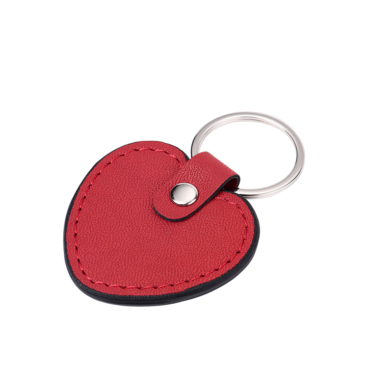 Laser Engraving Blank  Heart Shape Leather keychains-red
