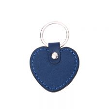 Laser Engraving Blank  Heart Shape Leather keychains-blue