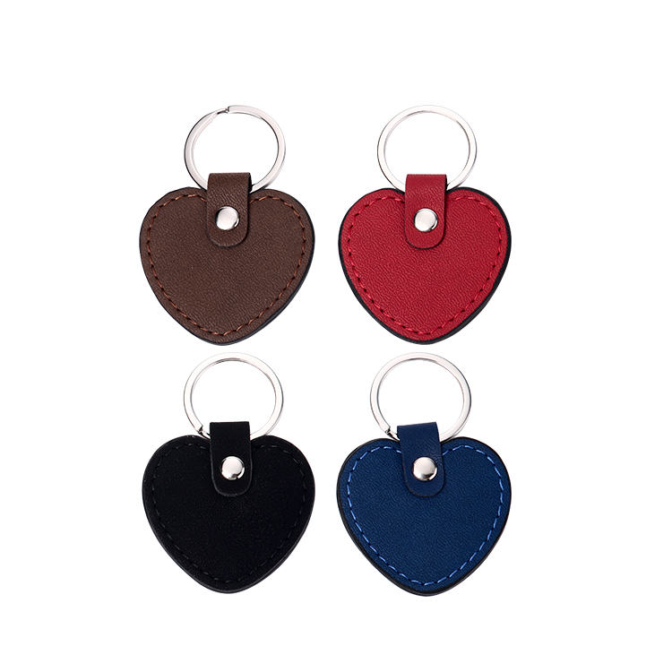 Laser Engraving Blank  Heart Shape Leather keychains-blue