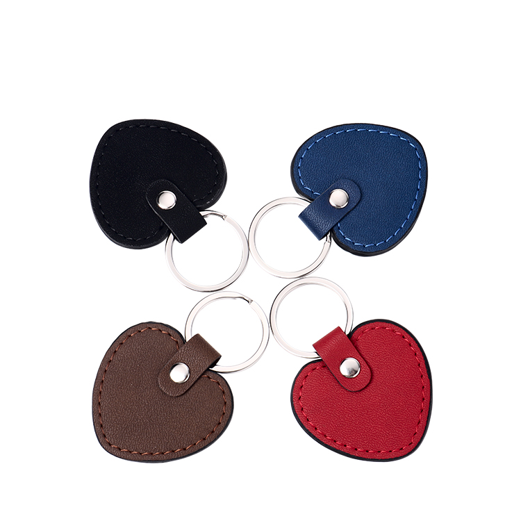 Laser Engraving Blank  Heart Shape Leather keychains-blue