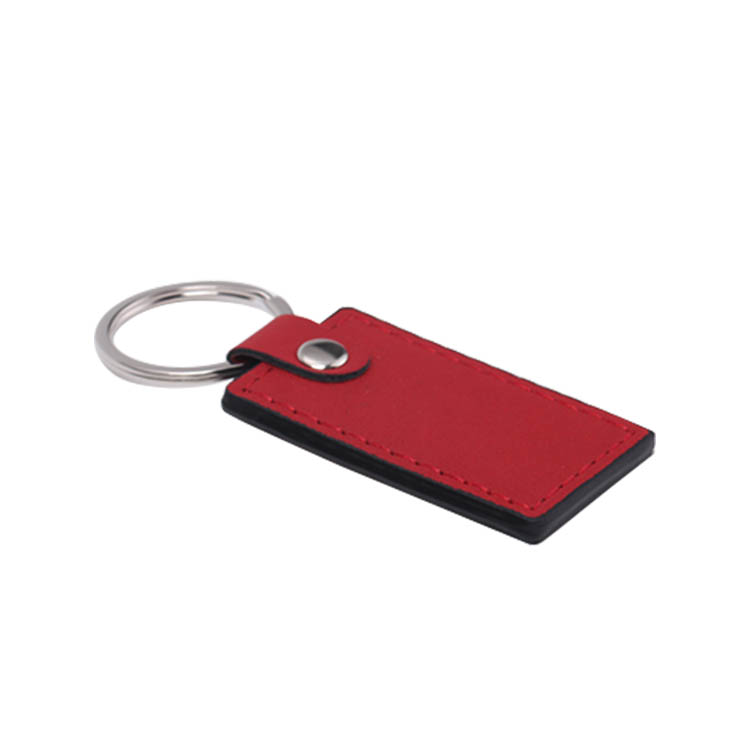 Laser Engraving Blank  Rectangle Shape Leather keychains-red