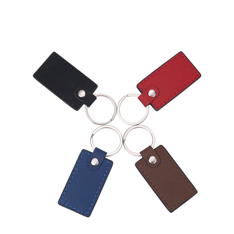 Laser Engraving Blank  Rectangle Shape Leather keychains-red