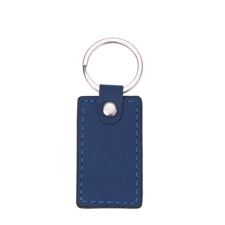 Laser Engraving Blank  Rectangle Shape Leather keychains-blue