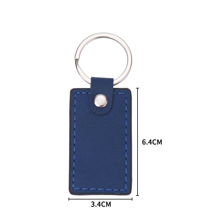 Laser Engraving Blank  Rectangle Shape Leather keychains-blue