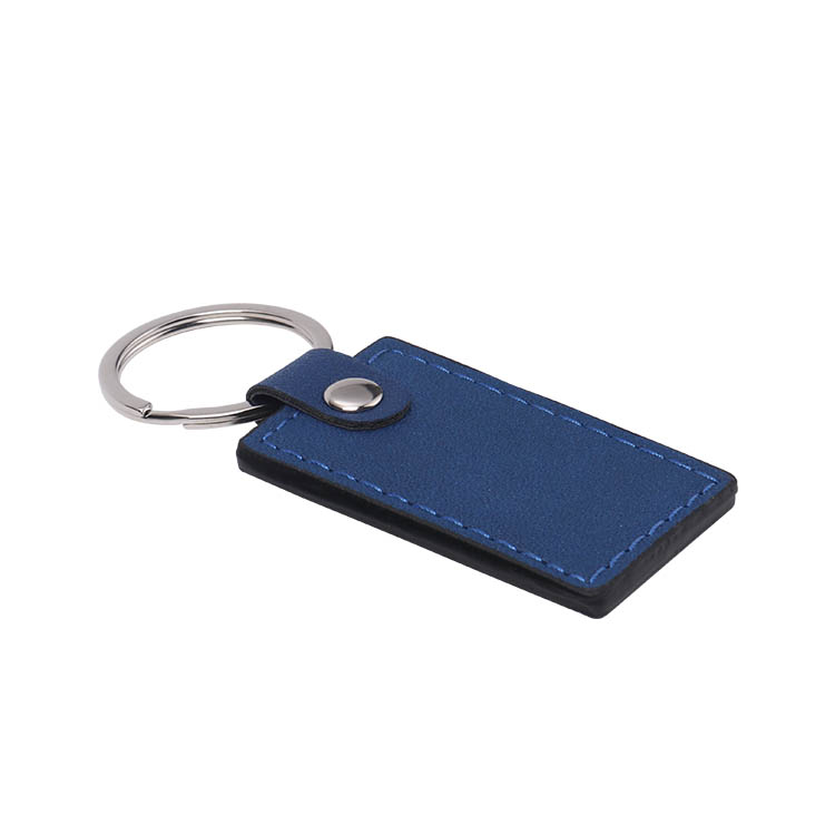 Laser Engraving Blank  Rectangle Shape Leather keychains-blue