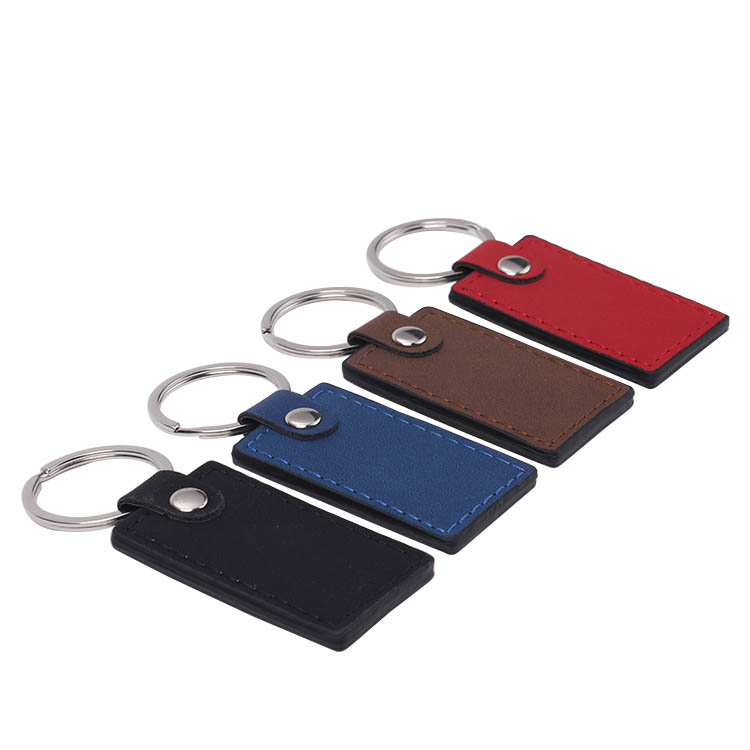 Laser Engraving Blank  Rectangle Shape Leather keychains-blue