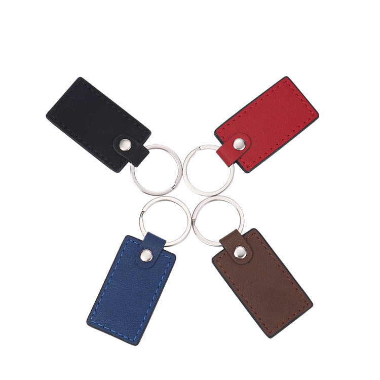 Laser Engraving Blank  Rectangle Shape Leather keychains-blue