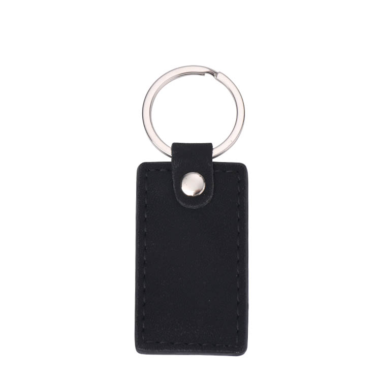 Laser Engraving Blank  Rectangle Shape Leather keychains-black
