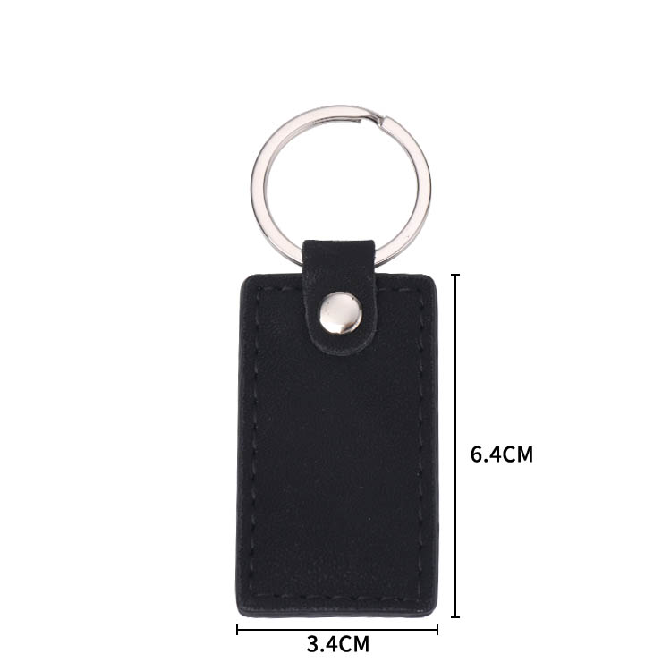 Laser Engraving Blank  Rectangle Shape Leather keychains-black