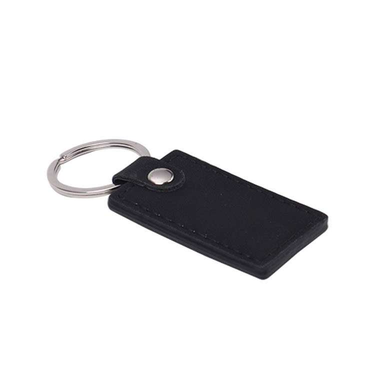 Laser Engraving Blank  Rectangle Shape Leather keychains-black