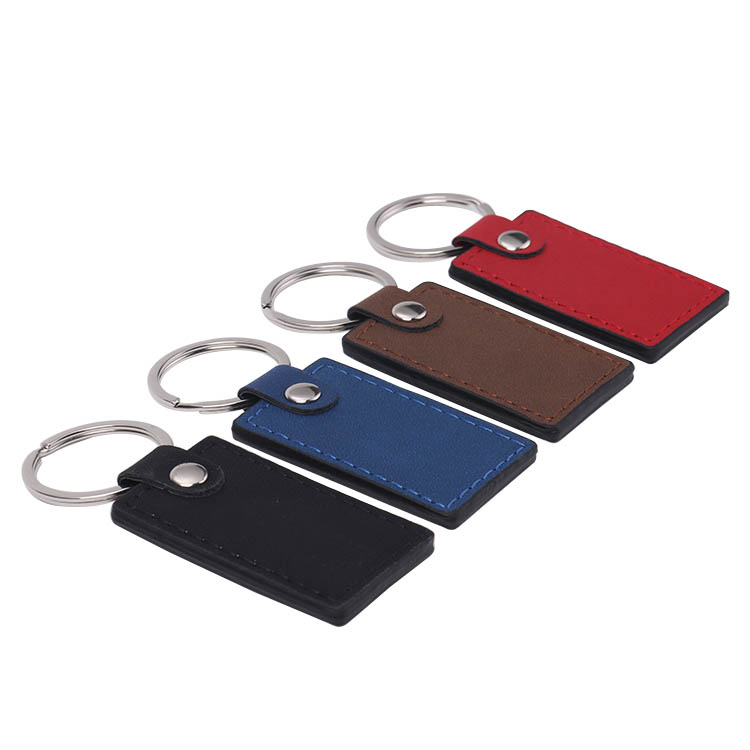 Laser Engraving Blank  Rectangle Shape Leather keychains-black