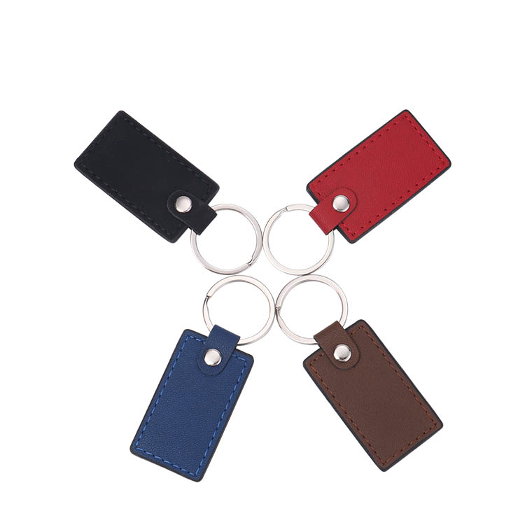 Laser Engraving Blank  Rectangle Shape Leather keychains-black