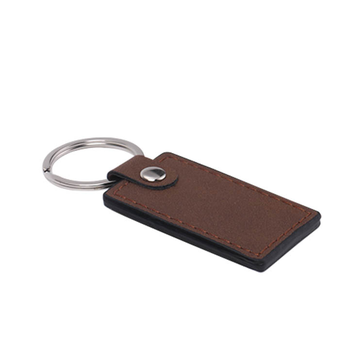 Laser Engraving Blank  Rectangle Shape Leather keychains-brown