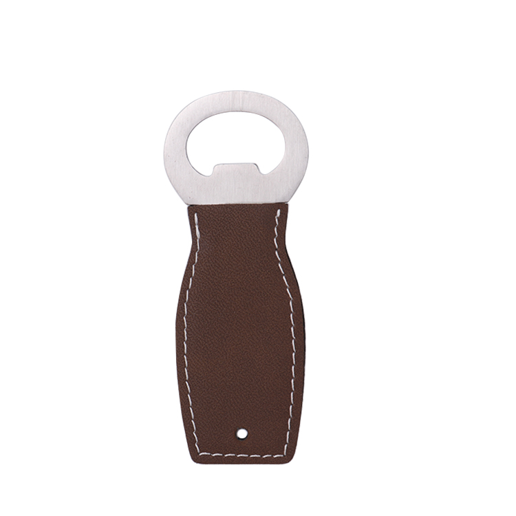 Laser Engraving Blank Vase Shaped Leather Bottle Openers-brown