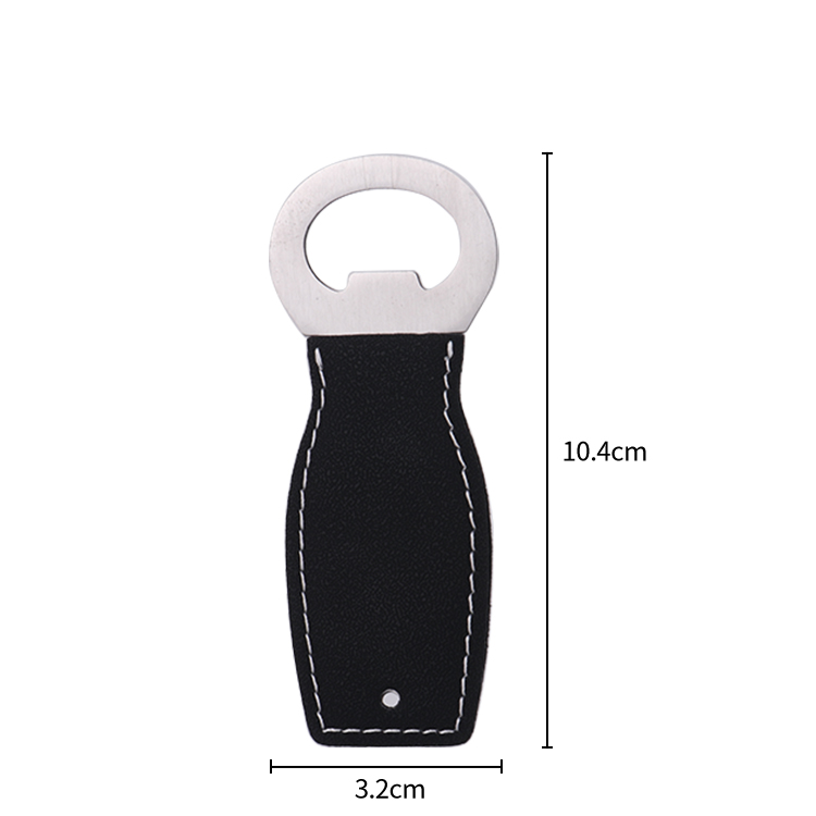 Laser Engraving Blank Vase Shaped Leather Bottle Openers-black