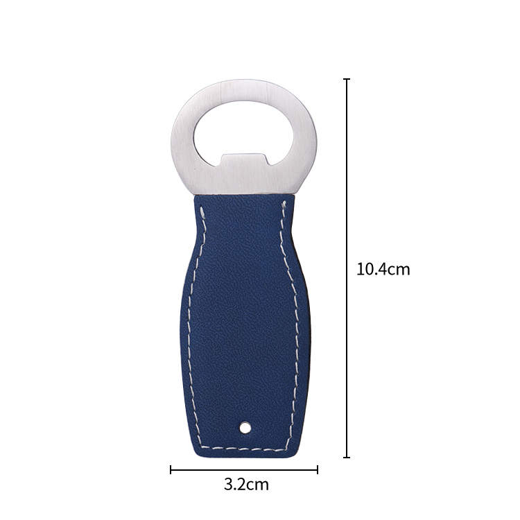 Laser Engraving Blank Vase Shaped Leather Bottle Openers-blue