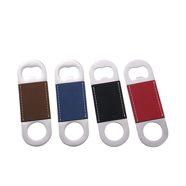 Laser engraving blank leather bottle openers-blue