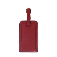Rectangle Laser Blank Double-side Leather Luggage Tags-red