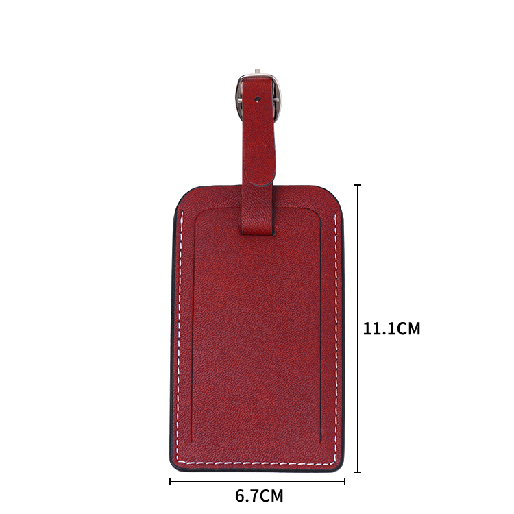 Rectangle Laser Blank Double-side Leather Luggage Tags-red