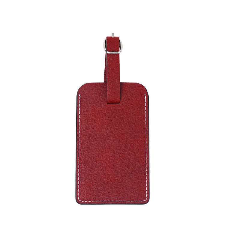 Rectangle Laser Blank Double-side Leather Luggage Tags-red