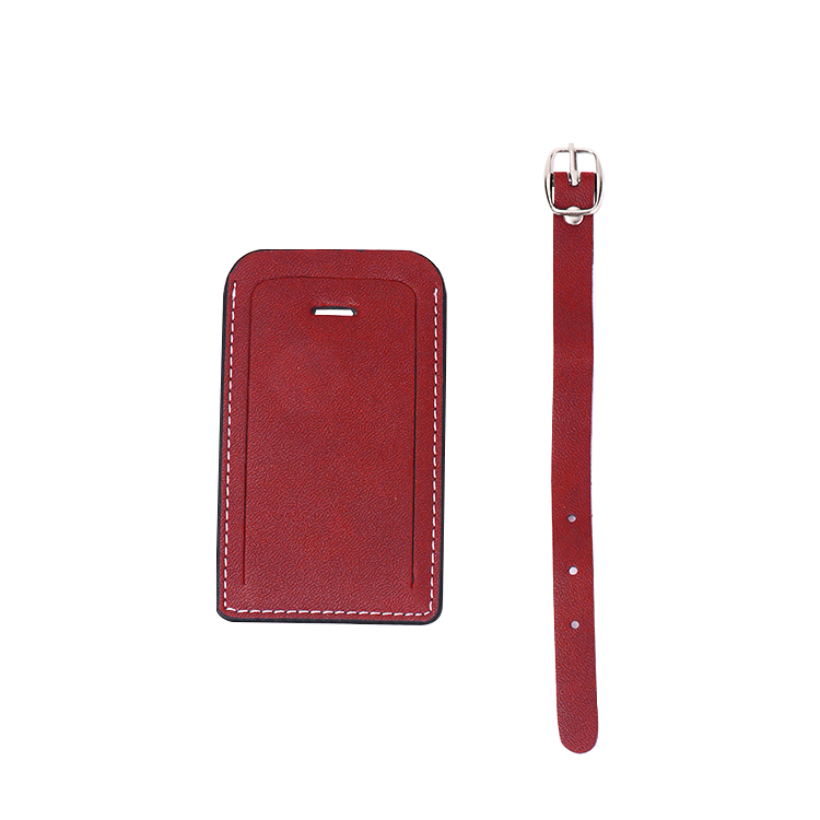 Rectangle Laser Blank Double-side Leather Luggage Tags-red