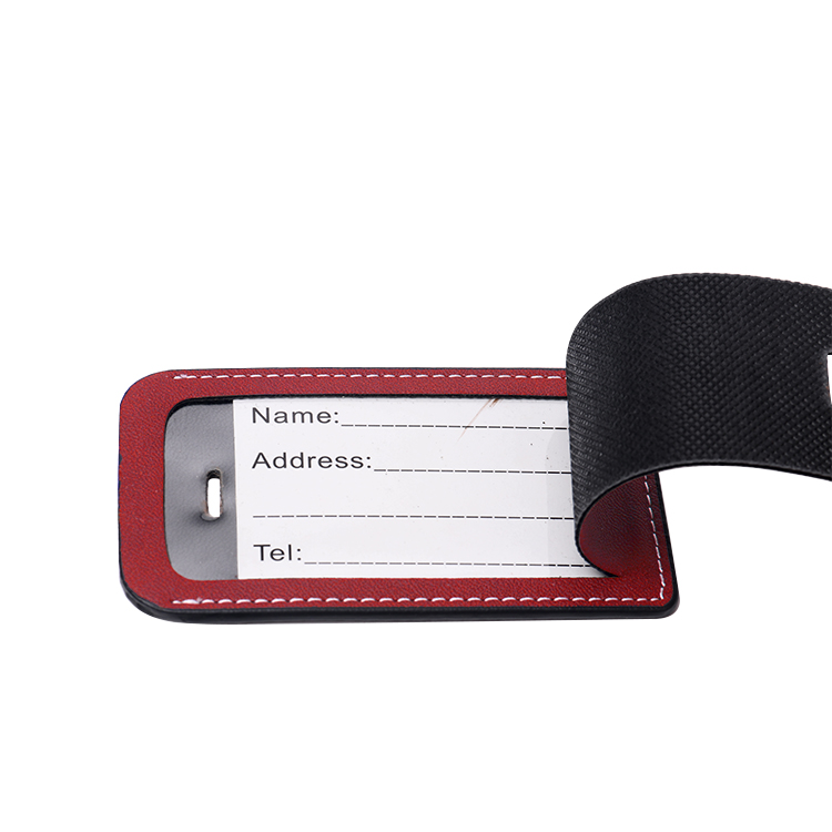 Rectangle Laser Blank Double-side Leather Luggage Tags-red