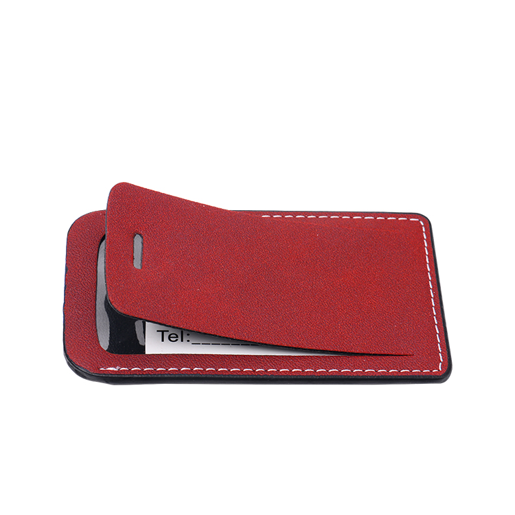 Rectangle Laser Blank Double-side Leather Luggage Tags-red