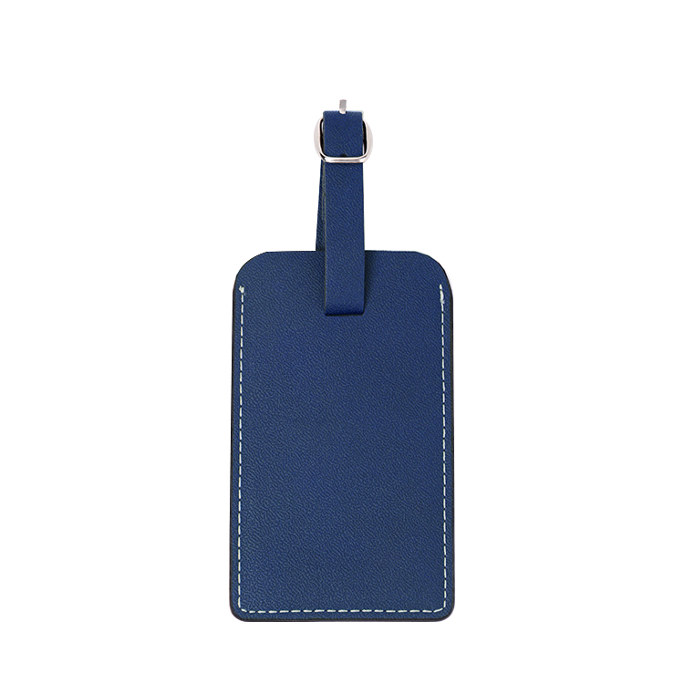 Rectangle Laser Blank Double-side Leather Luggage Tags-blue