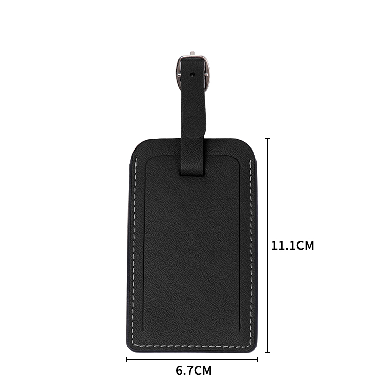 Rectangle Laser Blank Double-side Leather Luggage Tags-black