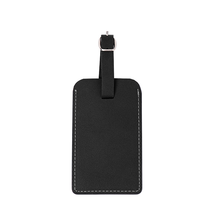 Rectangle Laser Blank Double-side Leather Luggage Tags-black