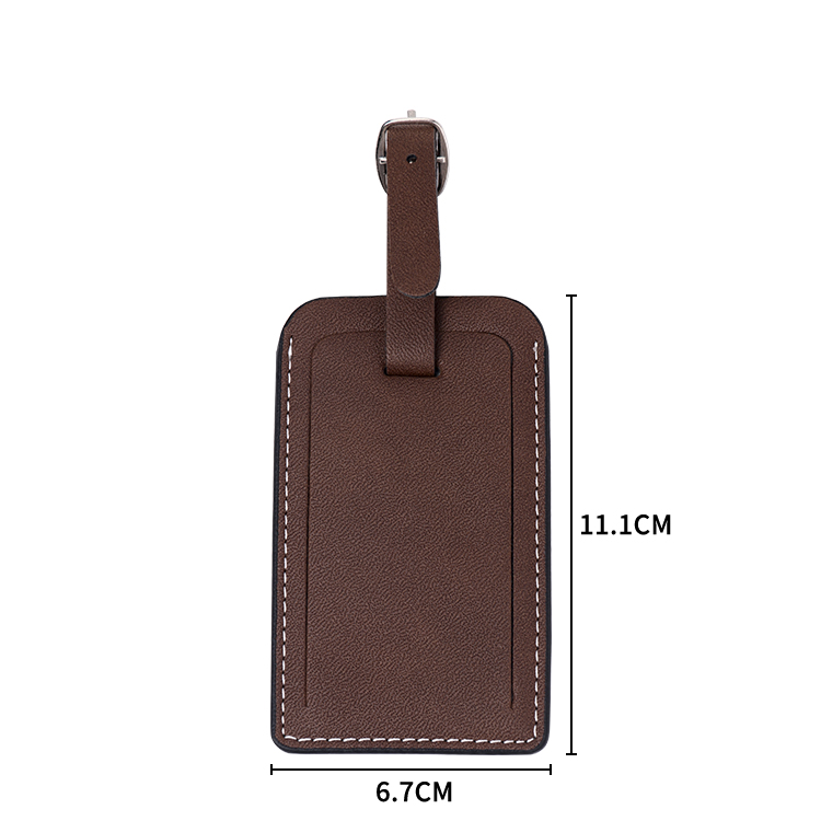 Rectangle Laser Blank Double-side Leather Luggage Tags-brown