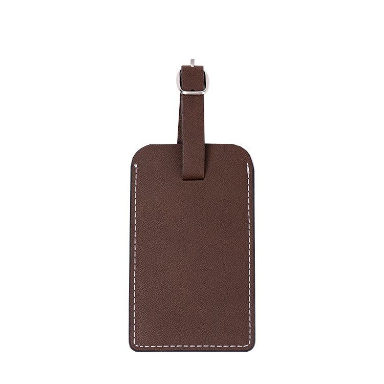 Rectangle Laser Blank Double-side Leather Luggage Tags-brown