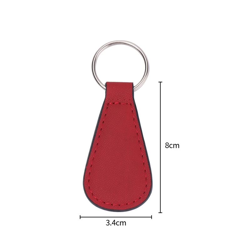 Laser blank sector shape leather keychains-red