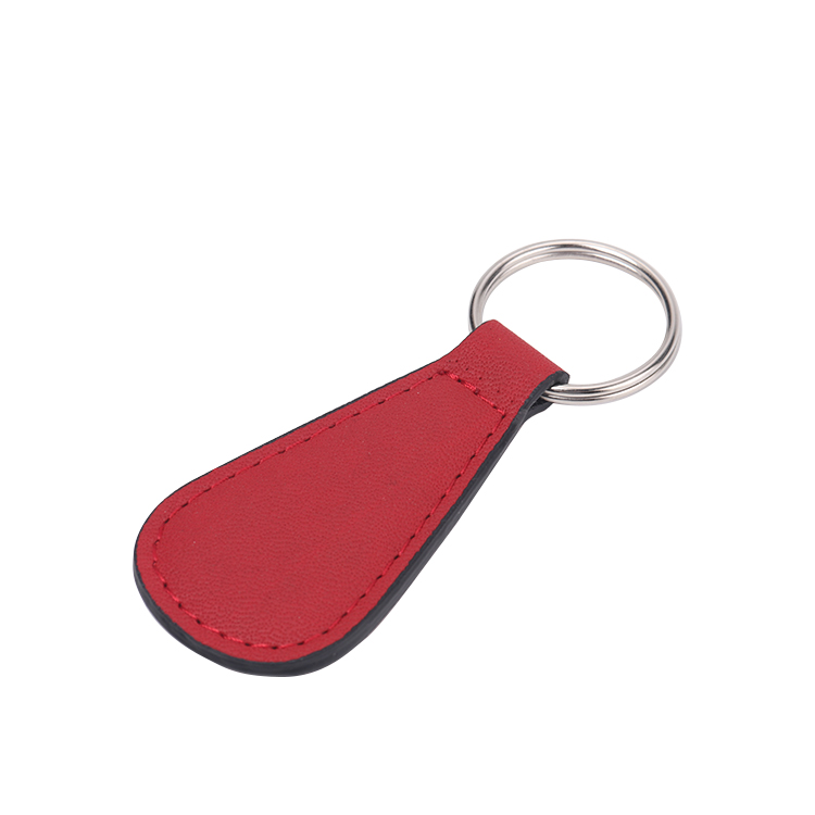 Laser blank sector shape leather keychains-red