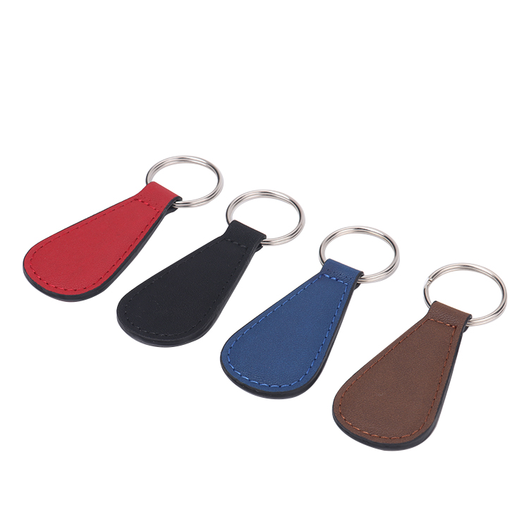 Laser blank sector shape leather keychains-red