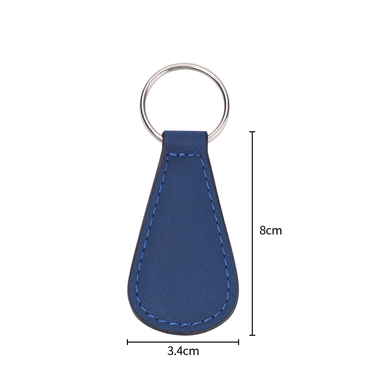 Laser blank sector shape leather keychains-blue