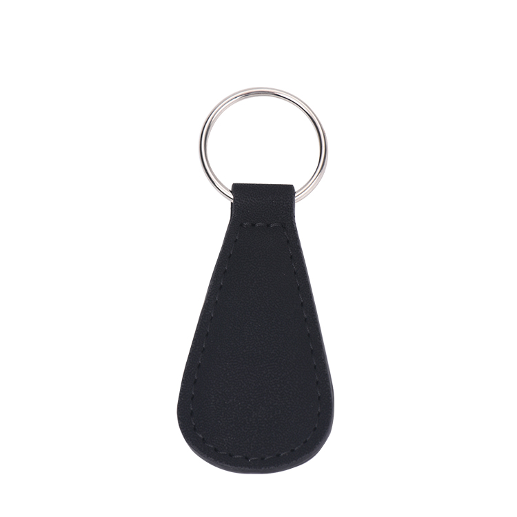 Laser blank sector shape leather keychains-black