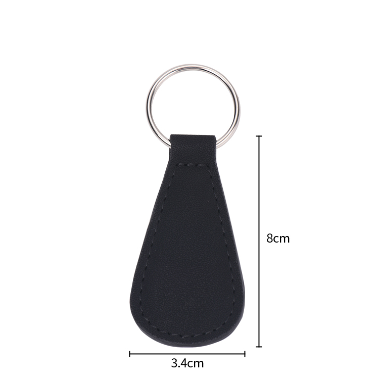 Laser blank sector shape leather keychains-black