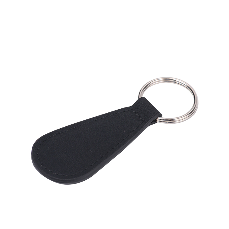 Laser blank sector shape leather keychains-black