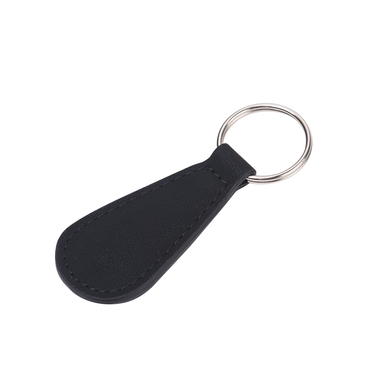 Laser blank sector shape leather keychains-black