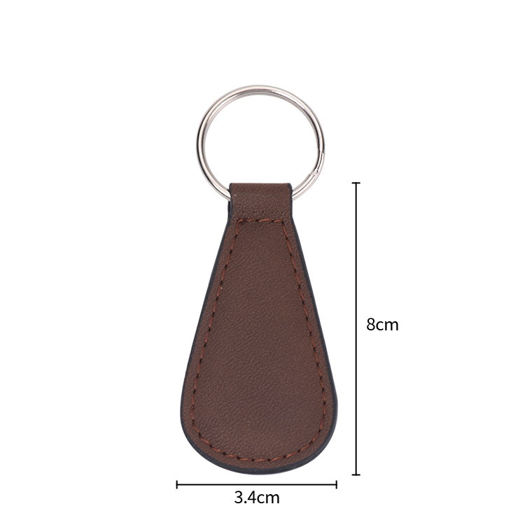 Laser blank sector shape leather keychains-brown