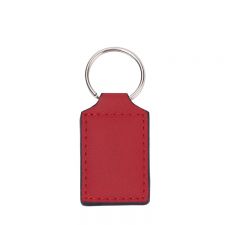 Laser blank square shape leather keychains-red