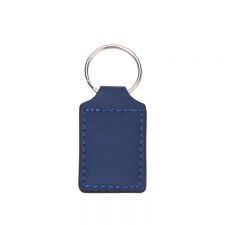 Laser blank square shape leather keychains-blue