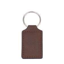 Laser blank square shape leather keychains-brown