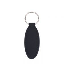 Laser Engraving Elank Oval Shape Leather Keychains-black