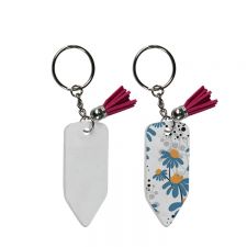 Sublimation Blank Acrylic Pencile Tassel Keychain-rose red